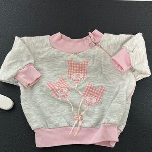Pink and Gray Kids Shirt with Bear Design 80’s